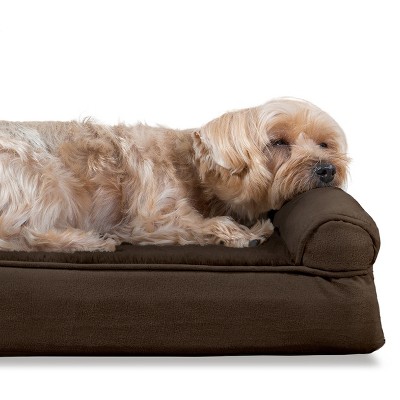 Medium Espresso Orthopedic Suede Sofa Dog Bed