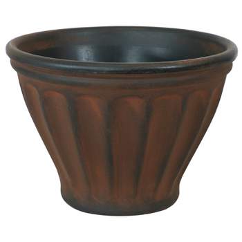 Sunnydaze Indoor/Outdoor Patio, Garden, or Porch Weather-Resistant Double-Walled Charlotte Flower Pot Planter - 16" - Rust Finish