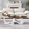 Modern Coffee Table Set with MDF Top and Metal Base,Oval Coffee Table and Round End Table,Set of 2 Nesting Coffee Table for Living Room-Koiai - 3 of 4