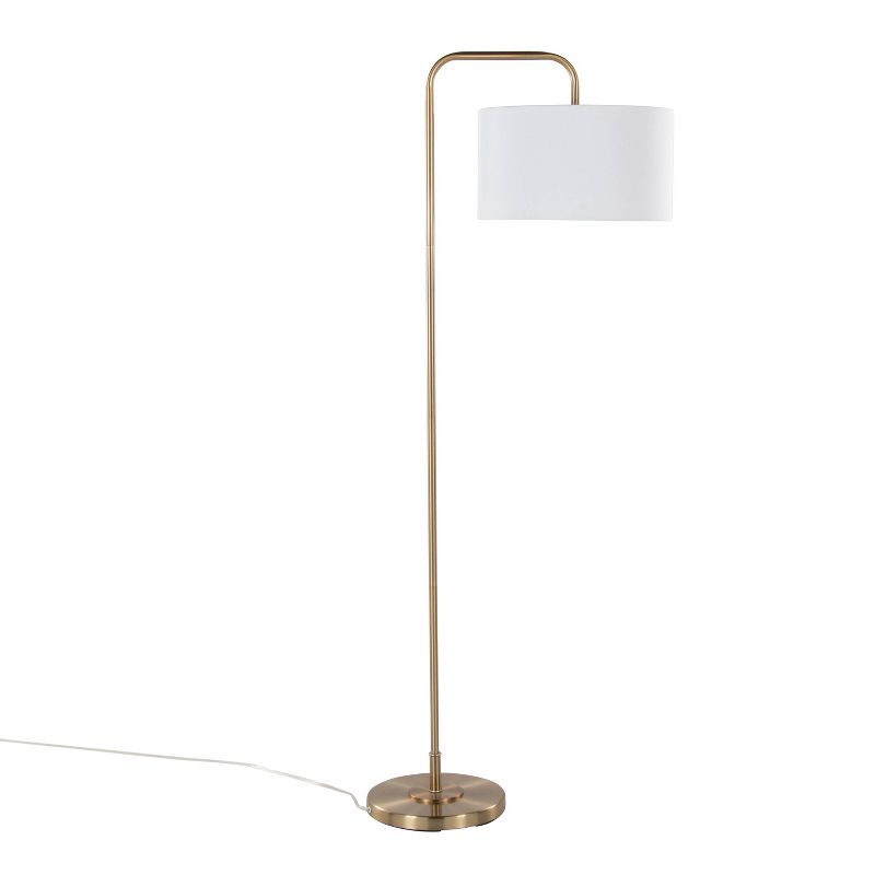 LumiSource Puck 63.75&#34; Contemporary Metal Floor Lamp in Gold Metal with White Linen Shade from Grandview Gallery, 3 of 10