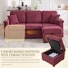 Okak Modern Corduroy L-Shaped Sofa Futon Couch with Storage Ottoman & Pillows,3-Seat Sofa Couch for Living Room,Apartment - 4 of 4