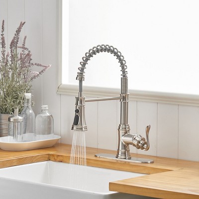 Brushed Nickel Single-Handle Pull-Down Sprayer Kitchen Faucet