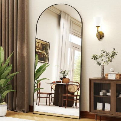 Beautyolove Full Length Mirror 58" x 18" Arched Floor Mirror Wall Mounted Mirrors Full Body Mirror, Black