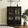 Lycvki Modern Wooden Buffet Cabinet with Double Glass Doors and Drawer - 3 of 4
