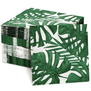 Blue Panda 150 Pack Tropical Palm Leaf Napkins, Hawaiian Luau Napkins for Jungle Safari Party Supplies (6.5x6.5 In) - 1 of 4