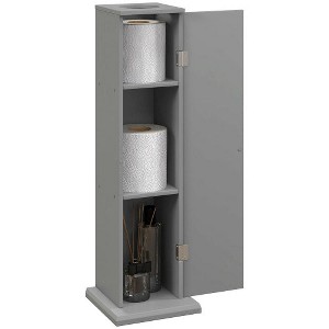 LunaLulinlk Toilet Paper Cabinet, Small Bathroom Corner Floor Cabinet with Doors and Shelves, Thin Storage Bathroom Organizer for Paper Shampoo, Gray - 1 of 4
