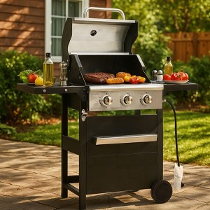 ELJGET 3/4 Burner Propane Gas Grill with Cover, 27,000 BTU Outdoor BBQ with Stainless Steel Lid & Storage Cabinet, Portable for Patio & Camping - 1 of 4