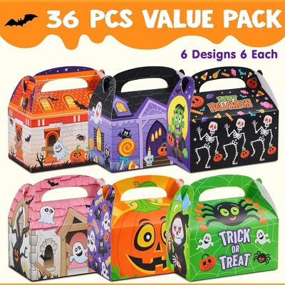 Joyfy 36 PCS Halloween House Cardboard Candy Boxes, Trick or Treat Pastries, Cupcakes Cookies Goodie Bags for Kids Halloween Party Favor Supplies