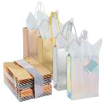 Blue Panda 20 Pack Small Paper Gift Bags with Handles with Tissue Paper for Wedding & Birthday Party, 4 Metallic Colors, 8 x 5.5 x 2.5 In