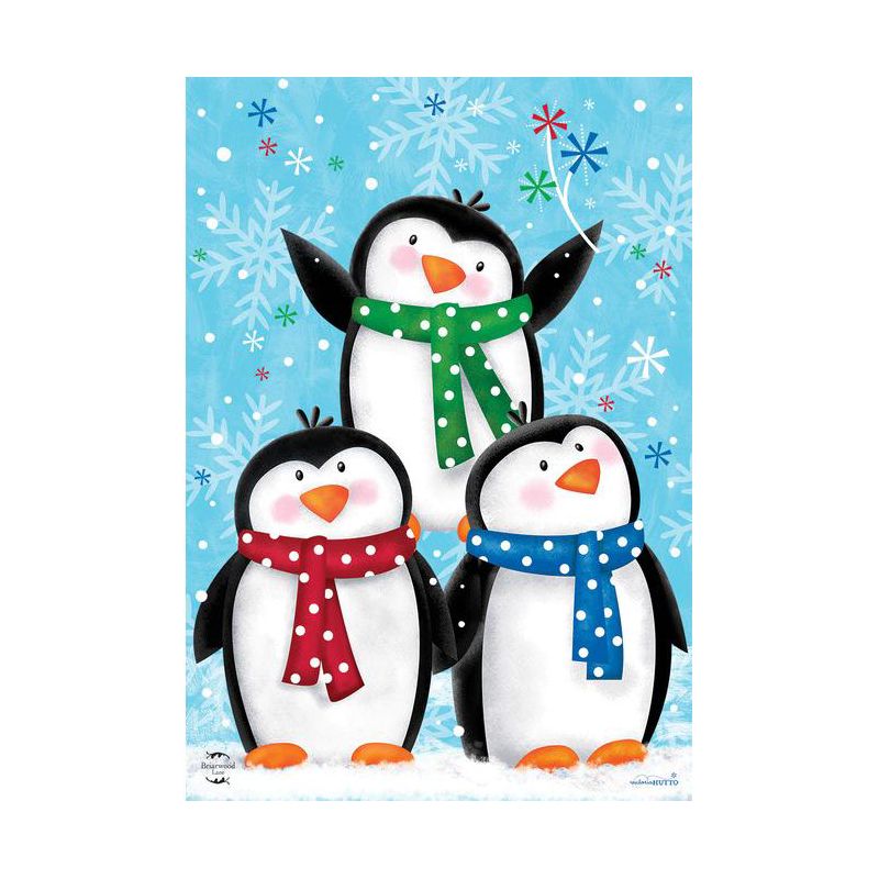 Briarwood Lane Winter Penguins House Flag Primitive Snowflakes Sc, 1 of 4