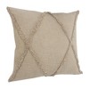 HomeRoots Set of Two Taupe and Brown Diamond Cotton Throw Pillow With Fringes - 4 of 4