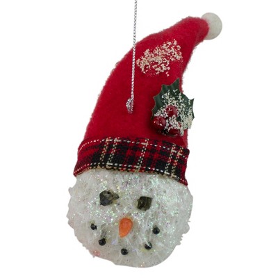 Roman 5" Snowman Head with Plaid Hat Christmas Ornament - Red/White