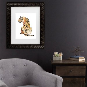 Trademark Fine Art Jennifer Goldberger Sitting Tiger II Matted Framed Art - 1 of 4