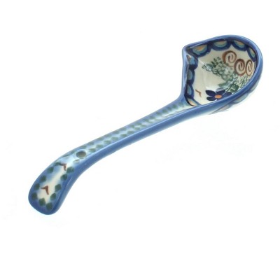 Blue Rose Polish Pottery Aztec Flower Gravy Ladle