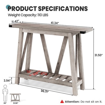Crestlive Products Farmhouse Console Table for Entryway - Wood Entryway Tables with Shelves, Sofa Table for Entryway, Living Room, Hallway