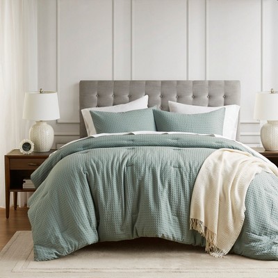 3Pcs Woven Waffle-Weave Knit Comforter Sets, Chic Vintage Style Boho Bed Set for All Season, Premium Breathable Bedding for Luxury Decor Style