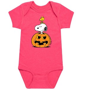 Boys' - Peanuts - Snoopy Woodstock Pumpkin Baby One Piece - 1 of 4