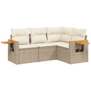 vidaXL 4 Piece Patio Sofa Set with Cushions - Beige and Cream Without Table - 1 of 4