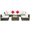 Costway 7PCS Patio Rattan Furniture Set Sectional Sofa Garden White Cushion - 3 of 4