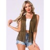 INSPIRE CHIC Women's 70s Western Open Front Faux Suede Fringe Vest - 2 of 4