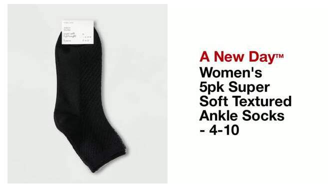 Women's 5pk Super Soft Textured Ankle Socks - A New Day™ 4-10, 2 of 8, play video