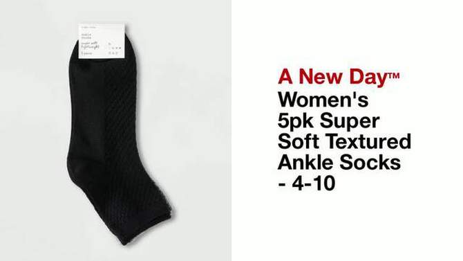 Women's 5pk Super Soft Textured Ankle Socks - A New Day™ 4-10, 2 of 5, play video