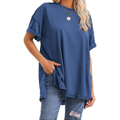 EXLURA Womens Summer Oversized T Shirts Casual Short Sleeve Loose Maternity Tops Crewneck Tunic Plus Gym Workout Top