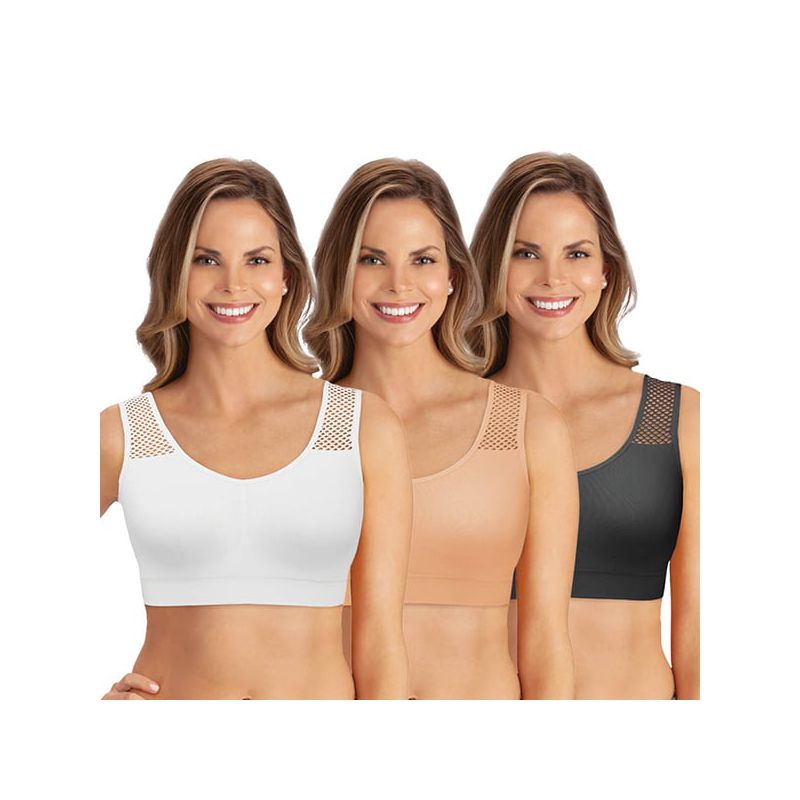 Collections Etc 3-Pack Cooling Mesh Seamless Stretch Comfort Bras, 5 of 5