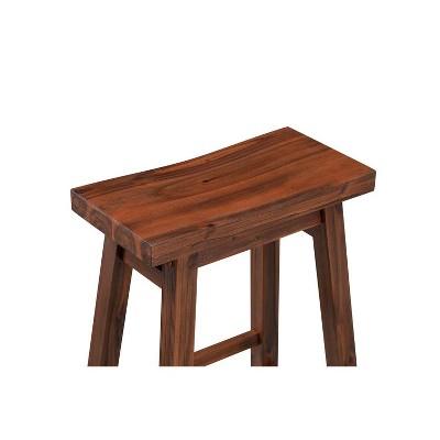 Chestnut Wire-Brush 24" Saddle Style Wood Barstools - Set of 2