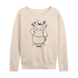Women's - Pokémon - Psyduck Lightweight French Terry Wide Neck Long Sleeve Shirt - 1 of 4