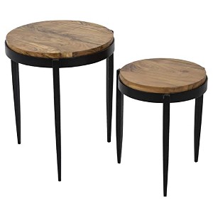 Yosemite Home Decor Raju Wood/Iron Nesting Tables in Multi-Color - 1 of 4