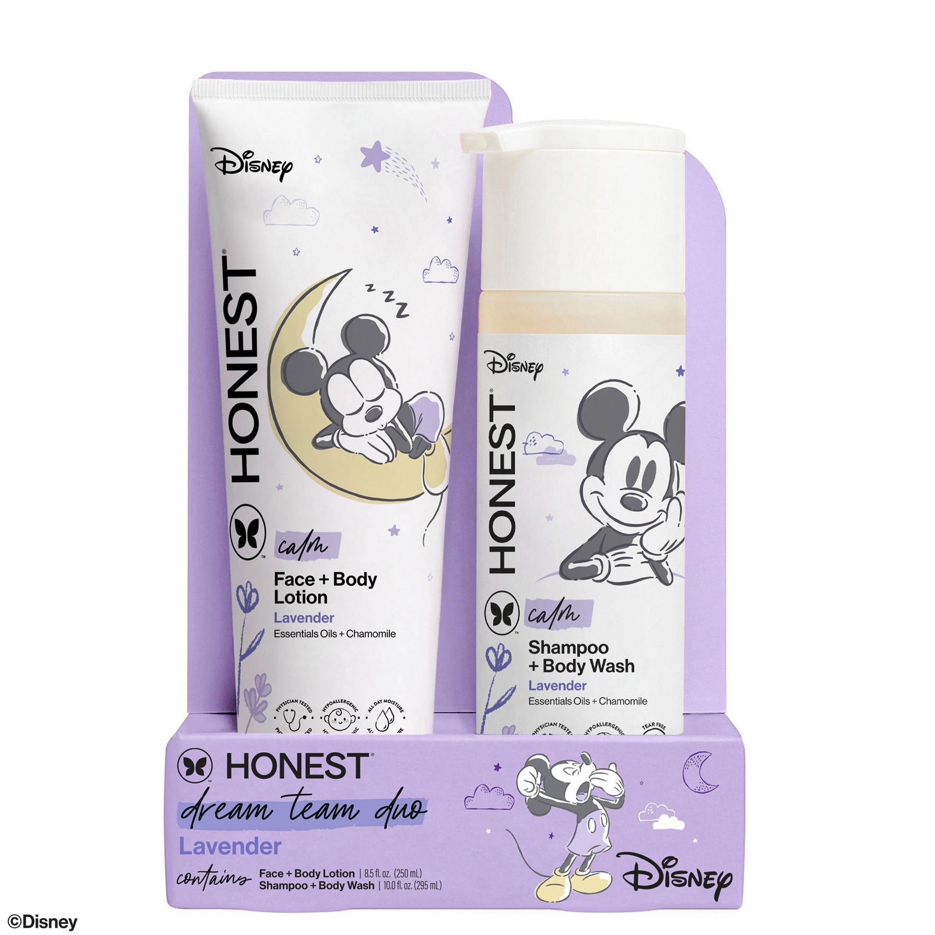 The Honest Company Calm Disney Shampoo + Body Wash and Lotion Duo - Lavender - 18.5 fl oz