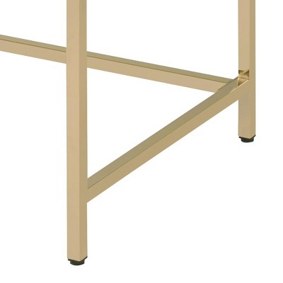 Vynxaria White High Gloss Gold Desk Luxury Finish Writing Table Functional for Home Office Vanity Spaces