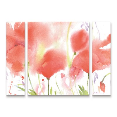 Trademark Fine Art Sheila Golden Poppy Perfection 3 Piece Panel Set Art