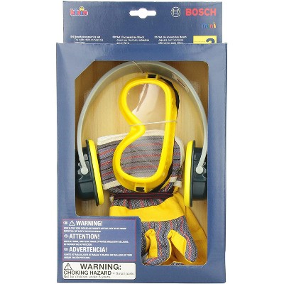 Theo Klein Bosch Construction Safety Accessories Construction Toy Set with Protective Eyewear, Earmuffs, and Gloves For Kids 3 Years and Up