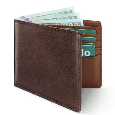BEAFUP Men's Thin Wallet,Simple Leather RFID-Blocking Dual Folding Credit Card Holder Gives For Men Mini Wallet,Coin Wallet
