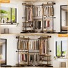Aheaplus Garment Rack with Wood Shelves - 2 of 4