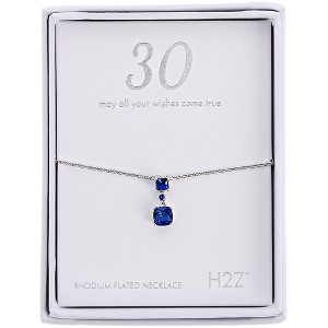 Pavilion Gift Company - 30 Sapphire Zircon - 16.5"-18.5" Celebration Rhodium Plated Necklace - Necklaces - 1 of 4