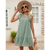 Women's Babydoll Mini Dress Summer V Neck Flutter Sleeve Boho Floral Flowy Shift Short Dress - 2 of 4