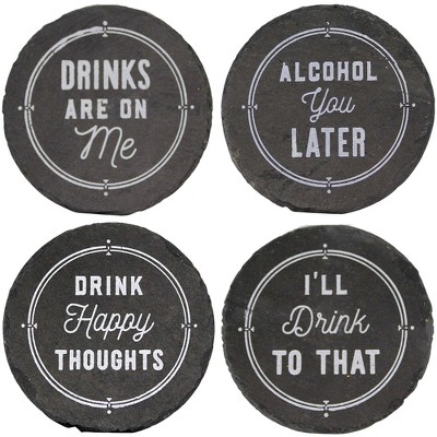 3.75 In Happy Hour Coaster Set Alcohol Bar Coasters