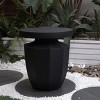 Okak 20.3"H Modern Sturdy Faux Terrazzo Outdoor Side Table, Plant Table Decorative Garden End Tables for Indoor Outdoor, Patio Accent Table, Black - 3 of 4