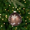 Northlight Glittered Flower Vine Glass Christmas Ball Ornaments - 3" (75mm) - Bronze - 4ct - 2 of 4