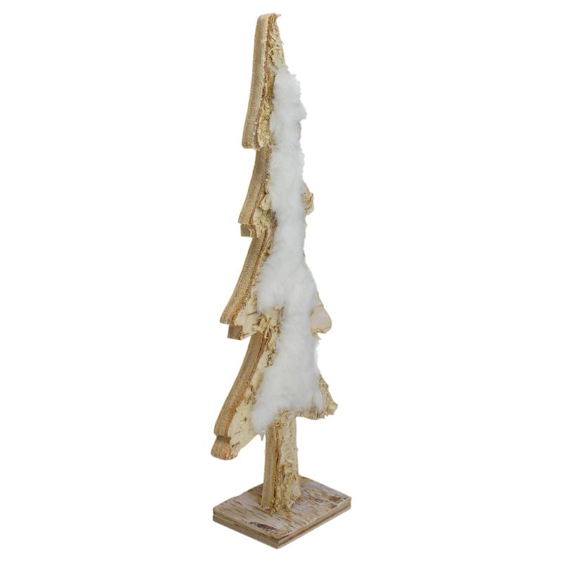 Northlight 13.5" Brown and White Wooden Tree With Faux Fur Christmas Decoration, 4 of 7
