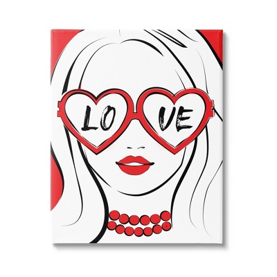 Stupell Industries Fashionable Heart Sunglasses Love Canvas Wall Art