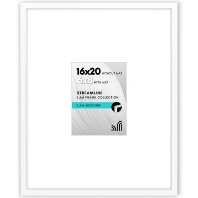 Americanflat 16x20 Picture Frame with Polished Plexiglass - Use as 6x8 Frame with Mat or Display 16x20 Photo Without Mat - White
