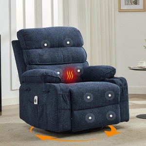 Mamual Recliner with Massage and Heat, 360° Swivel Linen Recliner Chair with Cup Holders & Side Pocket for Adults - 1 of 4