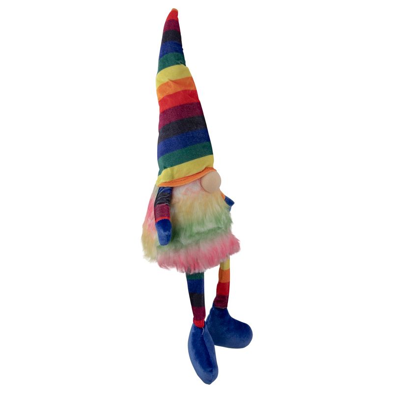 Northlight 20" Bright Striped Rainbow Springtime Gnome with Dangling Legs, 4 of 5