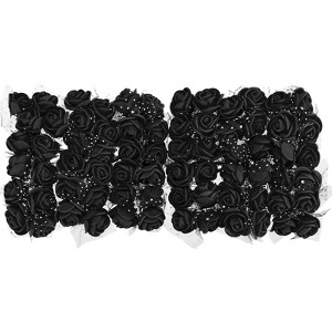 Unique Bargains Mini DIY Craft Decoration Artificial Rose Flower Head 72 Pcs Black - 1 of 4