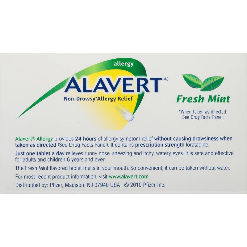 Alavert 24-Hour Allergy Relief Dissolving Tablets - Loratadine - Fresh Mint Flavor - 60ct, 4 of 6