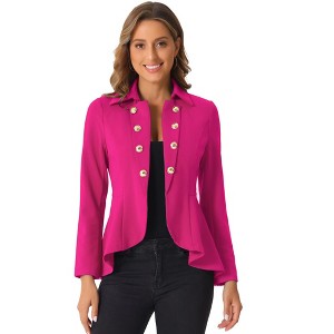 INSPIRE CHIC Women's Open Front Decor Buttons High Low Hem Steampunk Gothic Jacket - 1 of 4